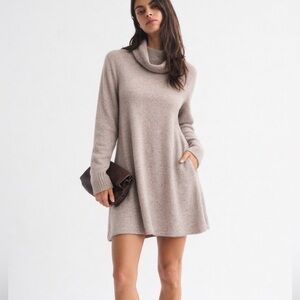 Cherish - Taupe Cowl Neck Sweater Dress